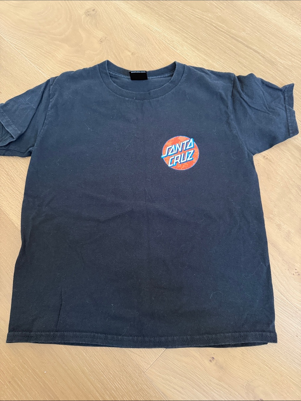 Santa Cruz Skateboards Black Tee with Orange & Blue Logo
